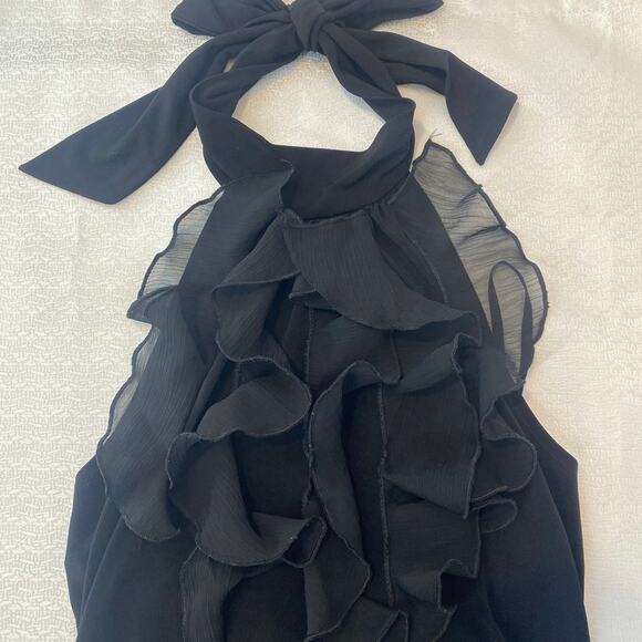 Sweet Storm black Halter Top Sundress Ruffles womens sz S - Picture 2 of 4